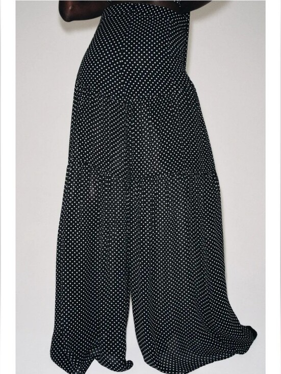 Zara Pants - Zara Zw Collection Polka Dot Wide-Leg Semi-sheer Tiered High Waist Pants Sz-M